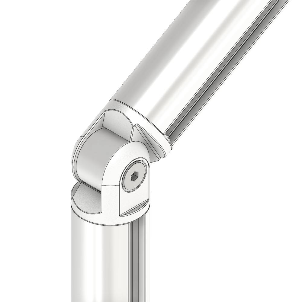 43-2FF-1 ALUMINUM PROFILE STAIR PART<br>FLAT TO FLAT PIVOT CONNECTION FOR 40MM ROUND RAIL